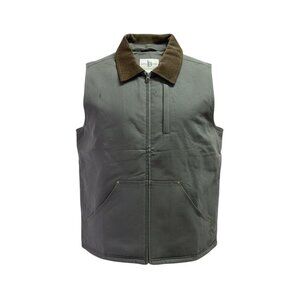 John Blair Mens Grey Vest With Corduroy Collar Durable Warm Style Sz L